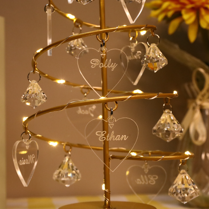 Custom 15 Names Family Christmas Crystal Tree Light