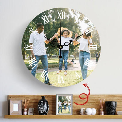 Custom Photo Wall Clock Round Clock For Home Keepsake Gift