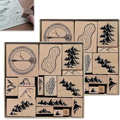 Handmade Map Making Stamp Kit (16 Pcs)