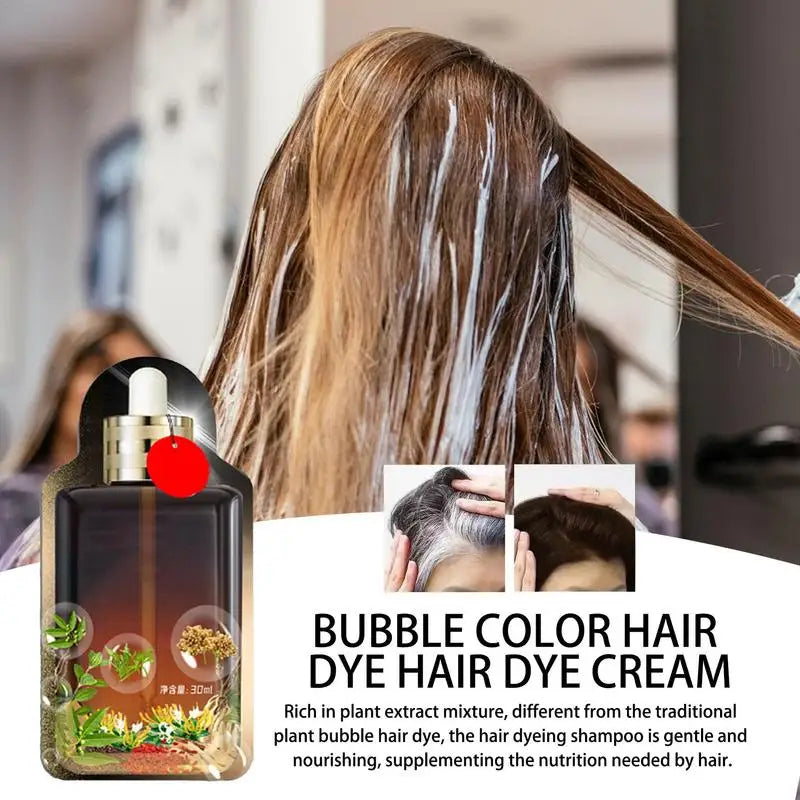 30ml 10pcs Brown/Black/Coffee Hair Dye Shampoo Bubble Colored Hair Dye Shampoo Hair Color Dye Color Blackening Shampoo