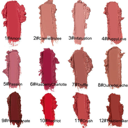 12 Color Cream Texture Lipstick Waterproof