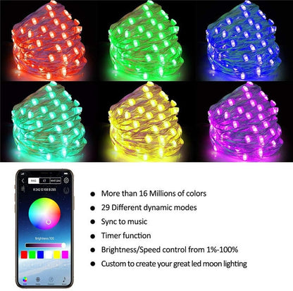 Christmas Tree Led String Lights with Smart Bluetooth App Remote Control Christmas Home Decor Fairy Lights Garland