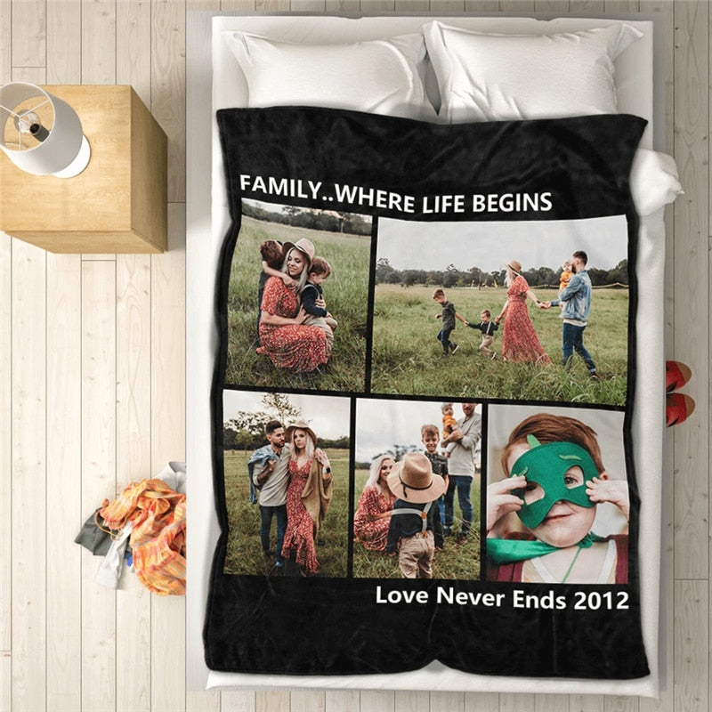 Personalized Family, Friends, Love, Pets Photo Fleece Blanket Custom