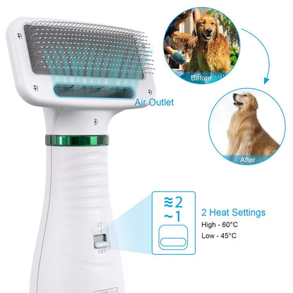 Updated Pet Grooming Dryer with 3 Adjustable Temperature Settings, Quiet Hair Dryer for Home Use, Stainless Steel Pins to Massage Dogs & Cats