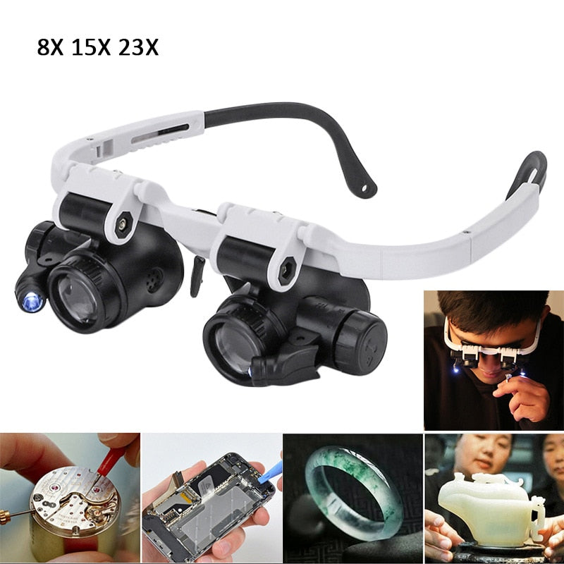 LED Glasses Magnifier 8x 15x 23x