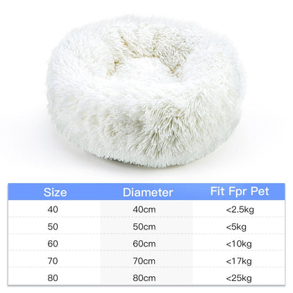 Fluffy Calming Donut Dog Bed for Cats & Dogs, Washable Plush Large Dog Sofa for Pets