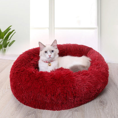 Fluffy Calming Donut Dog Bed for Cats & Dogs, Washable Plush Large Dog Sofa for Pets