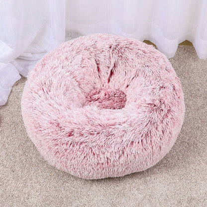 Fluffy Calming Donut Dog Bed for Cats & Dogs, Washable Plush Large Dog Sofa for Pets