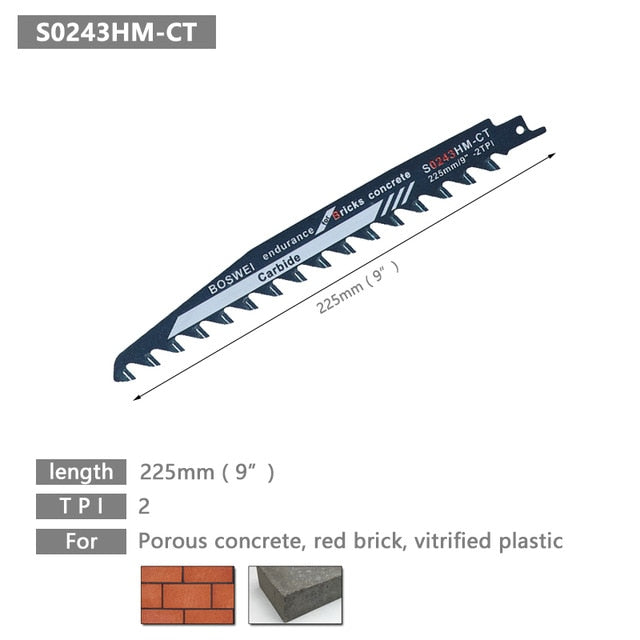 Reciprocating Saw Blade For Cutting Wood, Porous Concrete, Bricks