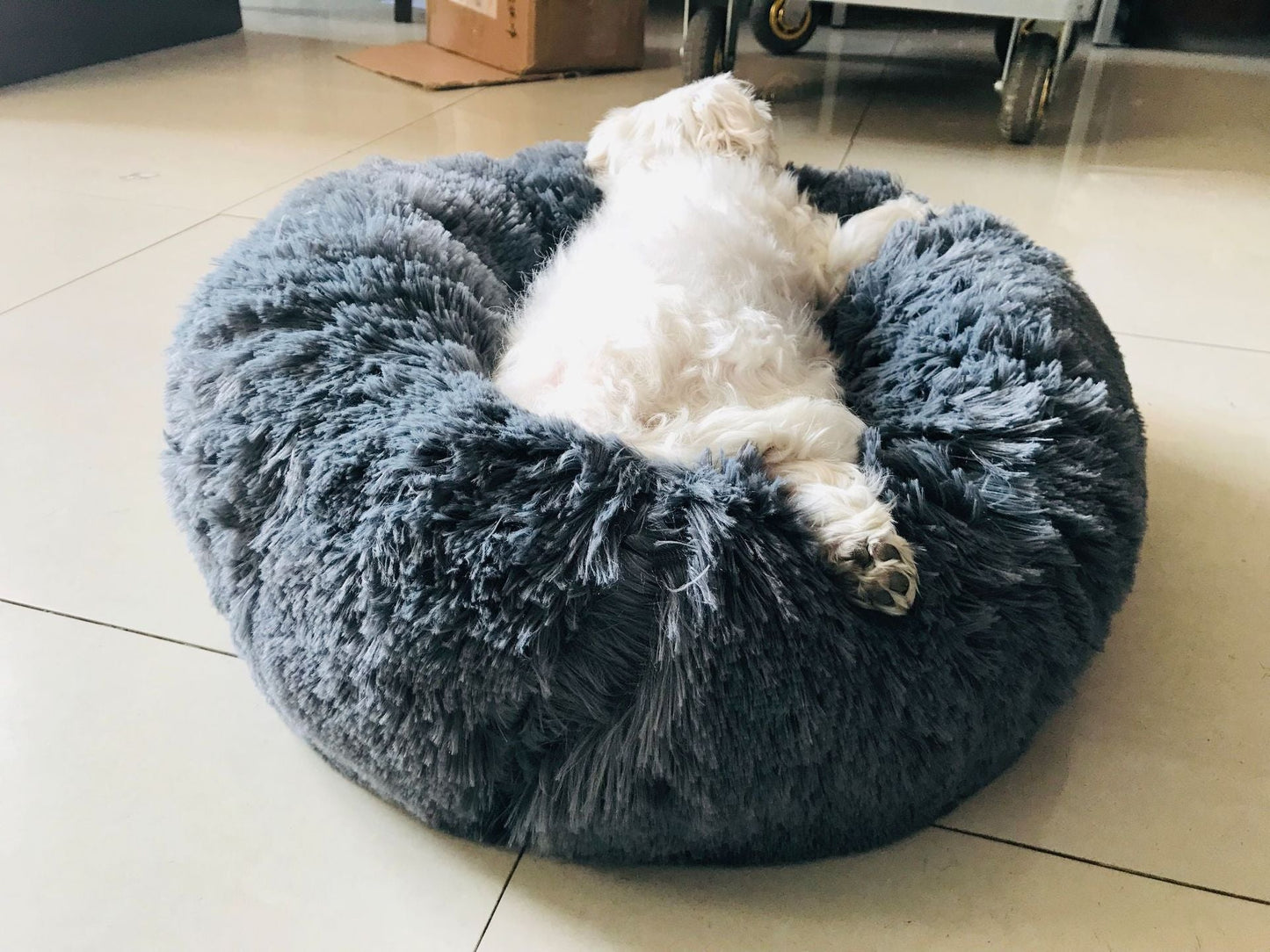 Fluffy Calming Donut Dog Bed for Cats & Dogs, Washable Plush Large Dog Sofa for Pets
