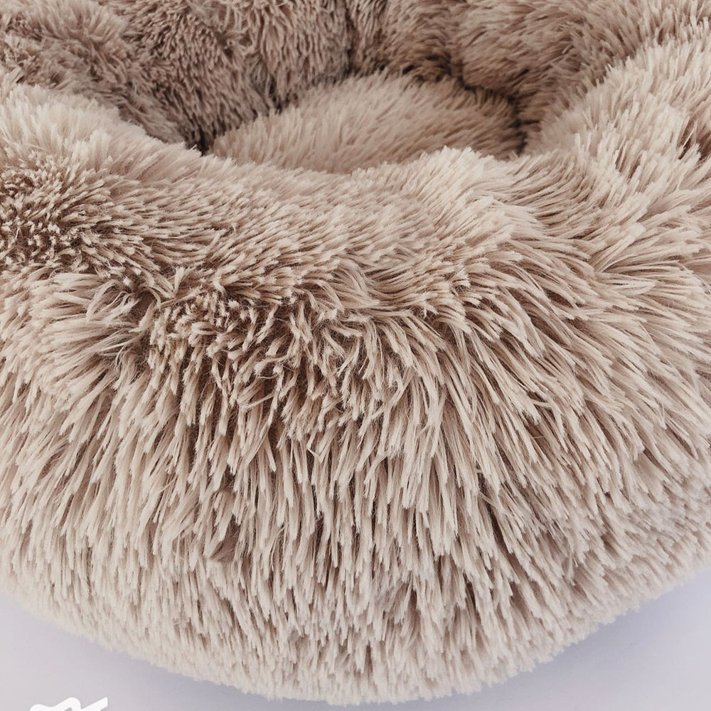 Fluffy Calming Donut Dog Bed for Cats & Dogs, Washable Plush Large Dog Sofa for Pets