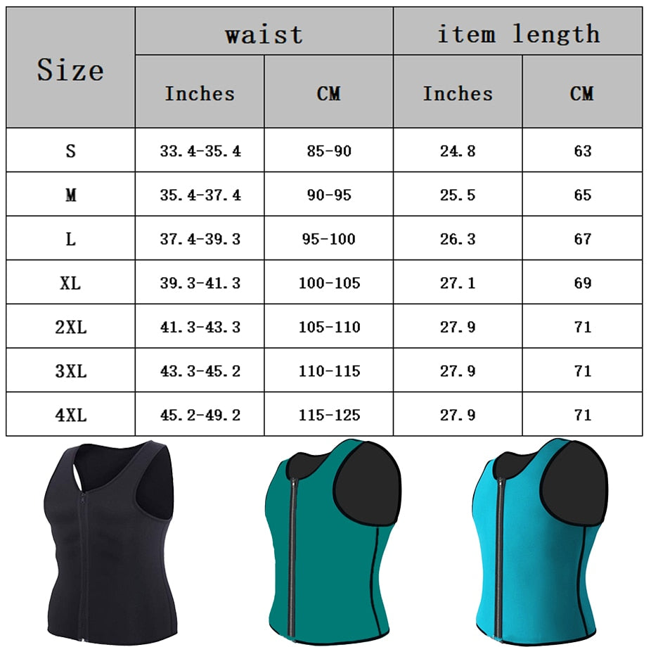 MEN'S ZIPPER NEOPRENE SAUNA VEST