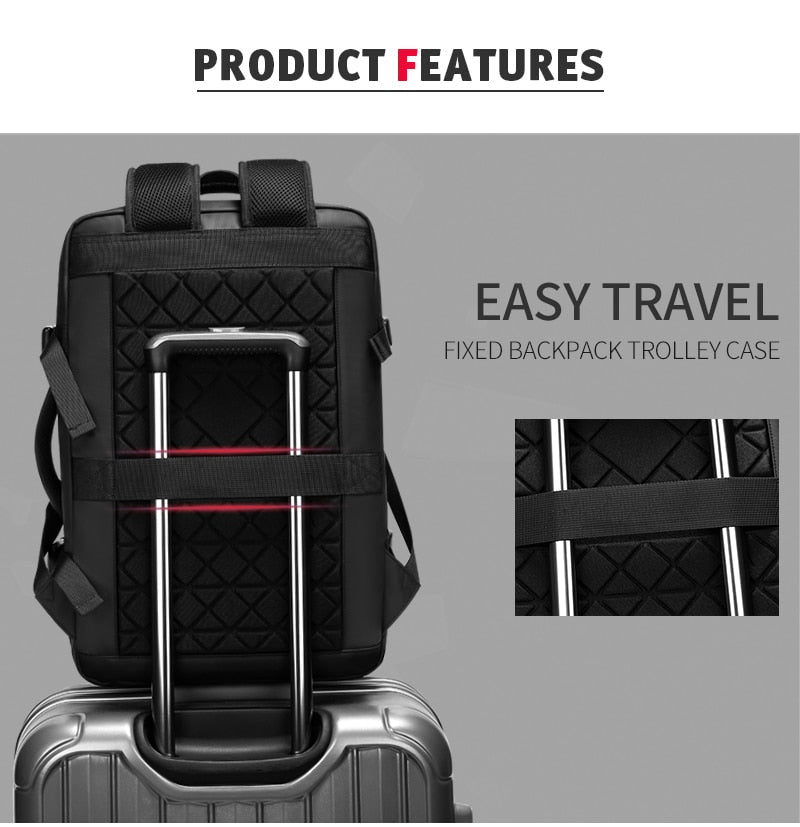 Men's PVC Waterproof USB Charging Male Laptop Casual Travel Bag