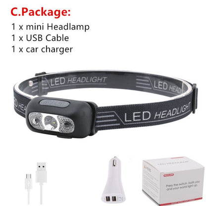 Super Bright Light Sensor Mini LED Headlamp