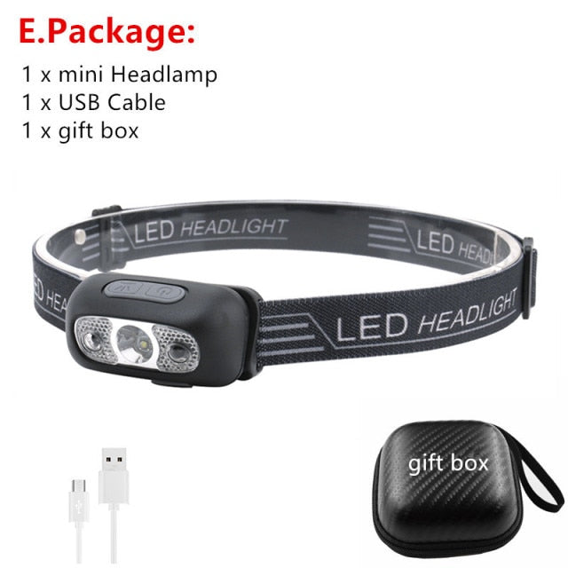 Super Bright Light Sensor Mini LED Headlamp