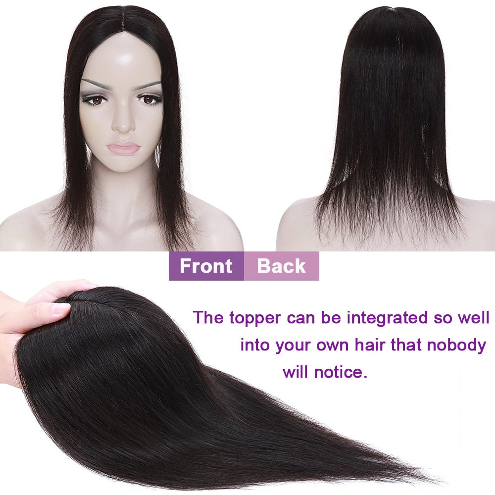 Natural Remy Human Straight Hair Topper