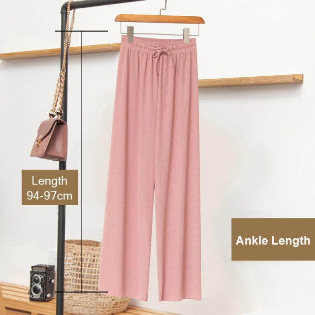 Ice Silk Wide Leg Pants Women